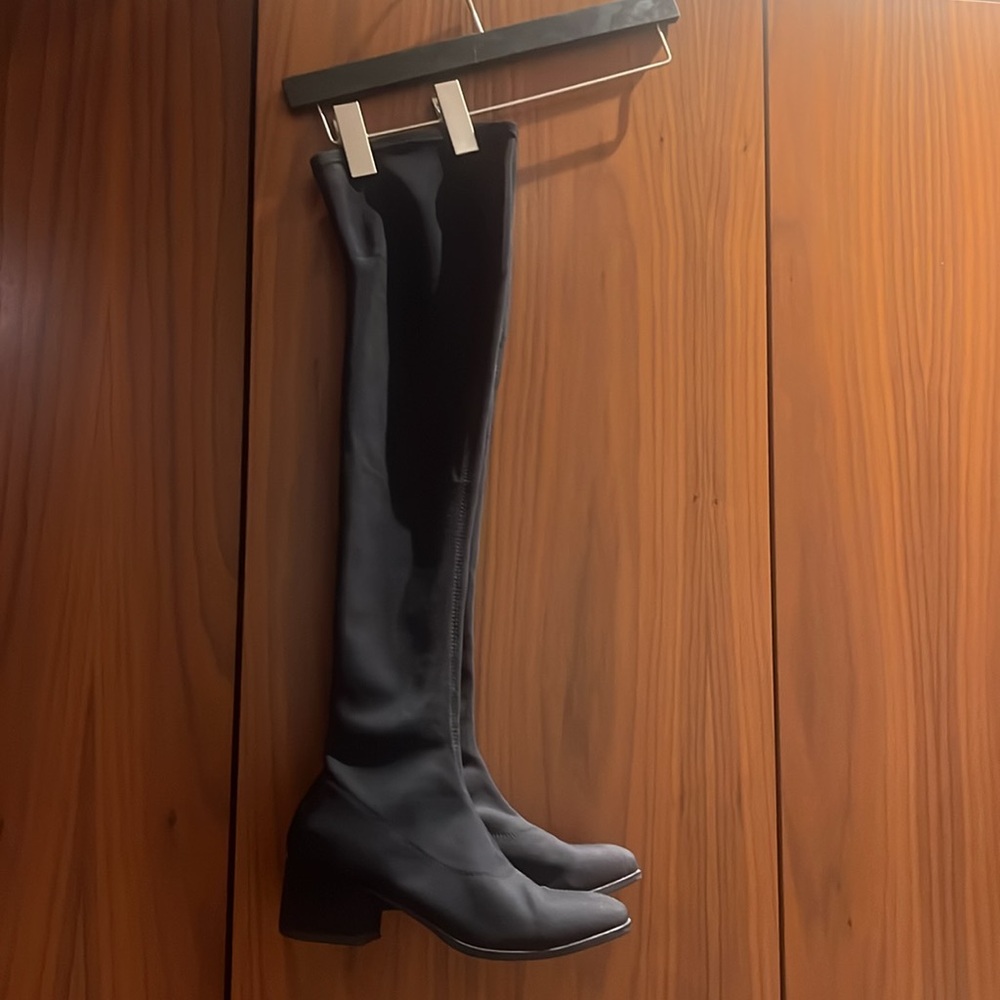Size 37 Vagabond Black Thigh High Stretch Boots